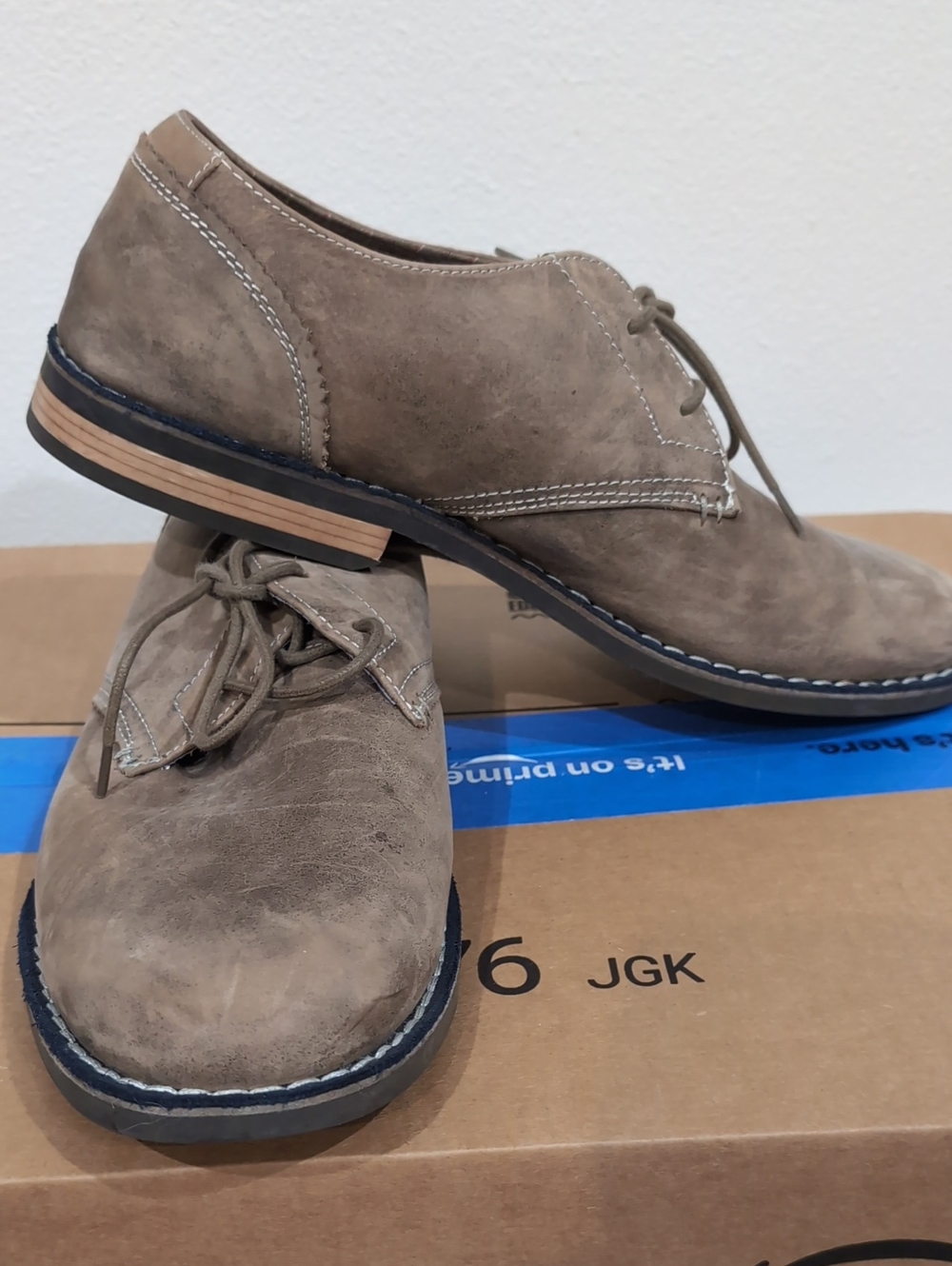 Original Penguin Men's Taupe/Brown Lace-Up Derby Shoes